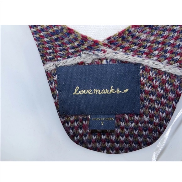 Love Marks Poncho Small Open Cardigan Shawn Chevron Multicolored BOHO - Picture 5 of 6